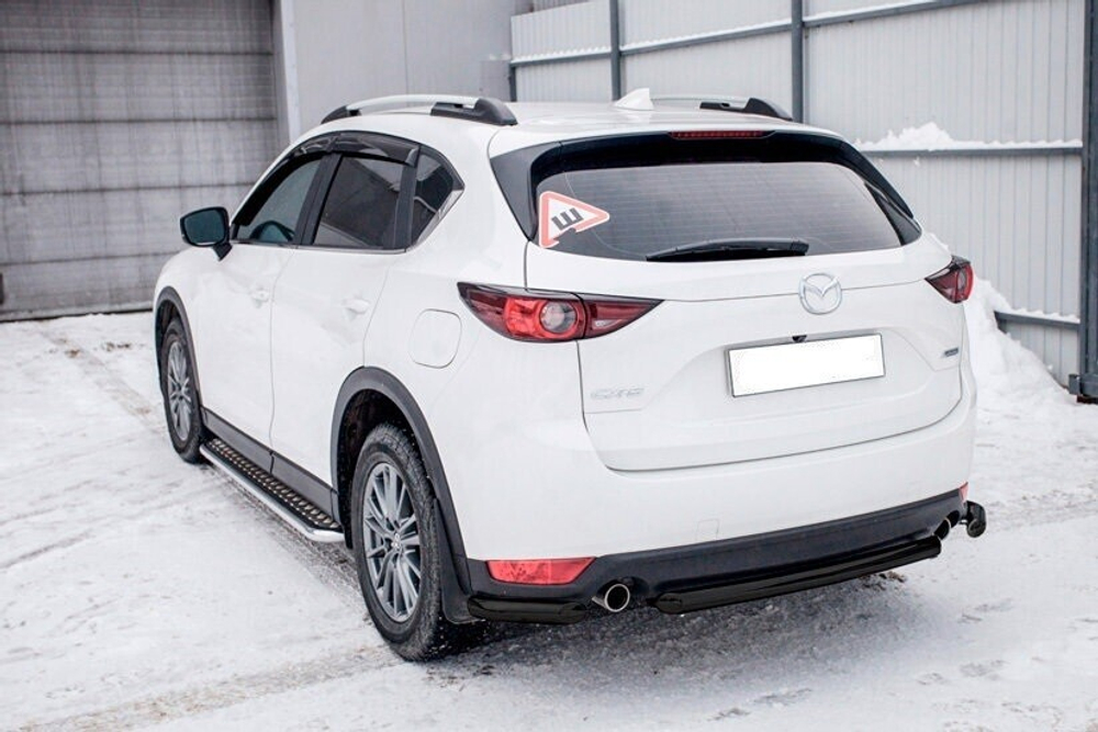 Защита заднего бампера (нержавейка) Mazda CX-5 (2017-2023) d57 (черный)