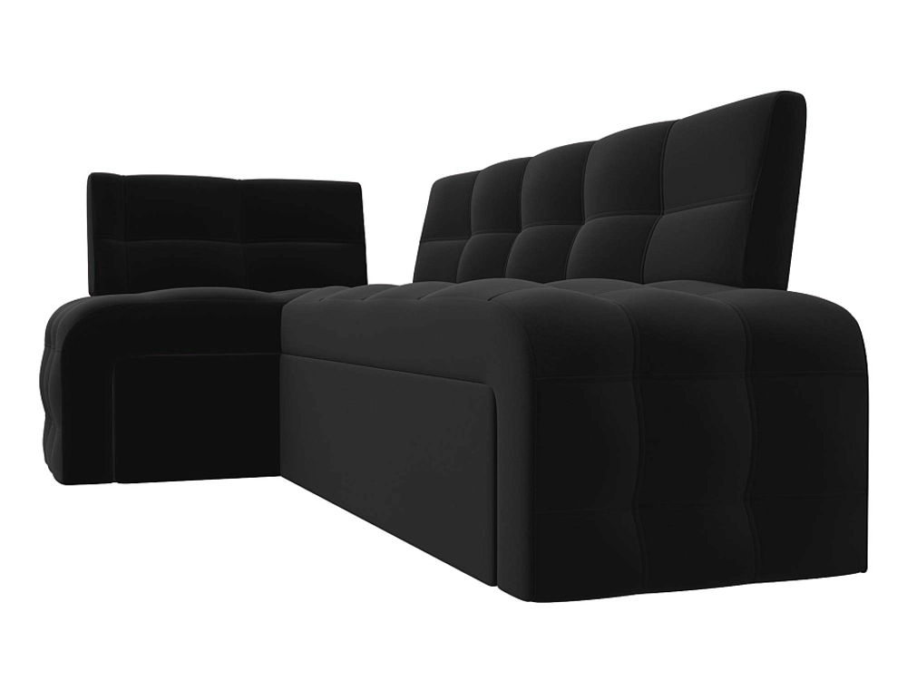 Диван кухонный угловой Люксор левый угол, Черный, Микровельвет, 28601L