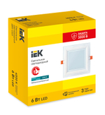 Светильник светодиодный ДВО 1623 со стеклом квадрат 6Вт 4000К IP20 IEK