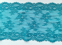Эластичное кружево, 21 см, яркая бирюза, с ресничками, (Арт: EK-1080), м