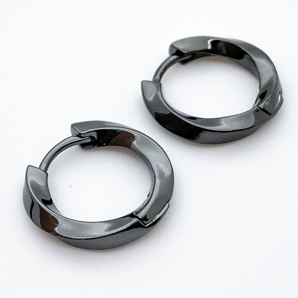 Ювелирные швензы, цвет черный металл, размер 19*3,5 мм, цена за пару