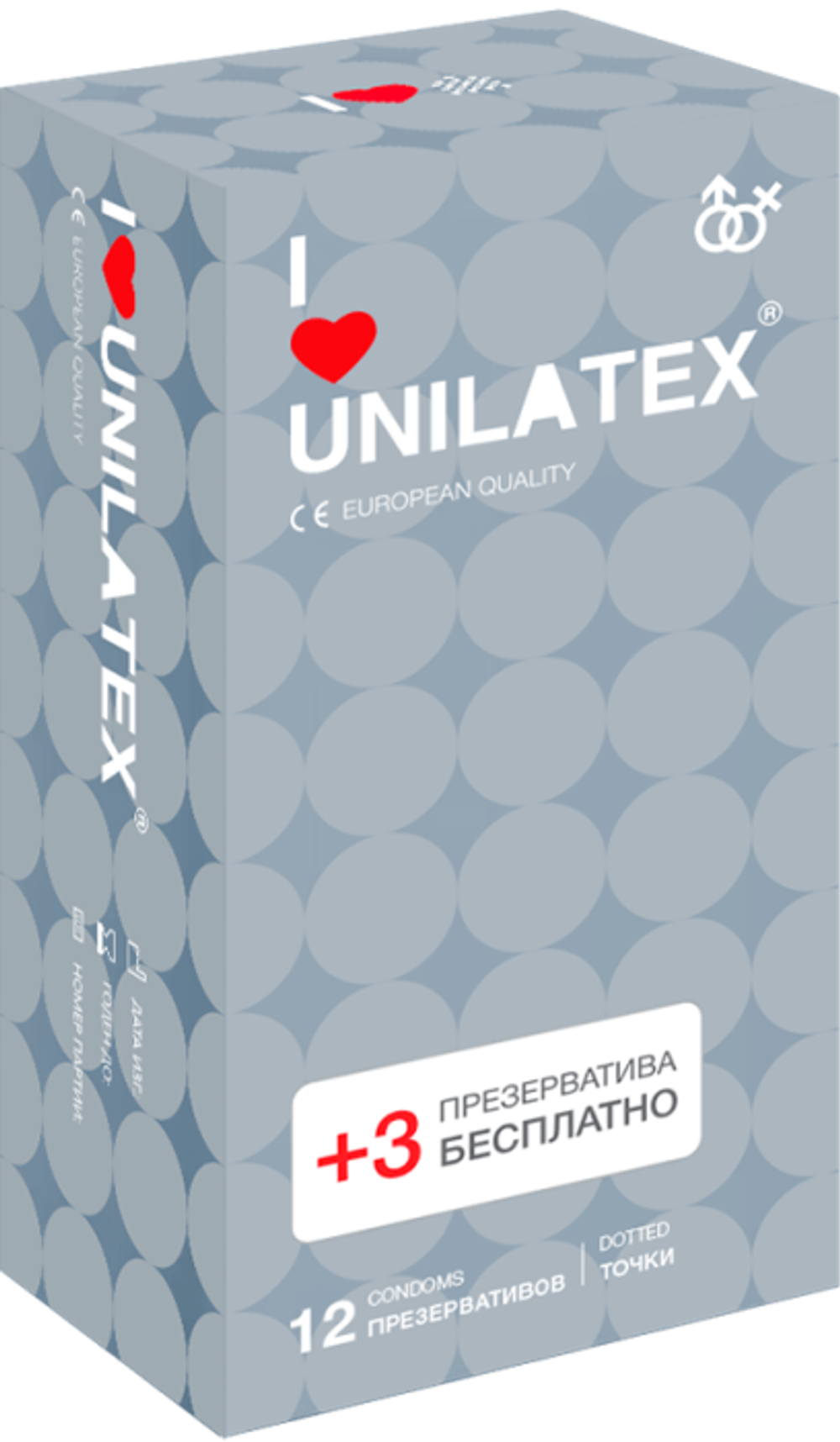 Презервативы Unilatex Dotted 12+3 шт в подарок