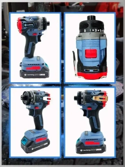 JunLong TooL Электрический ударный шуруповерт с бесщеточной головкой, может быть оснащен патроном, литиевая батарея x2, 21 В