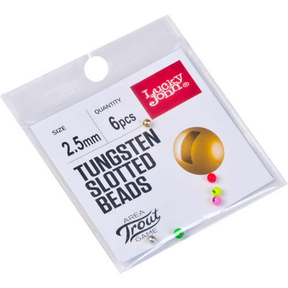 Головки Lucky John Area Trout Game вольфрамовые 2.5мм 6шт(Gold, Silver, Yellow, Pink, Red, Green)