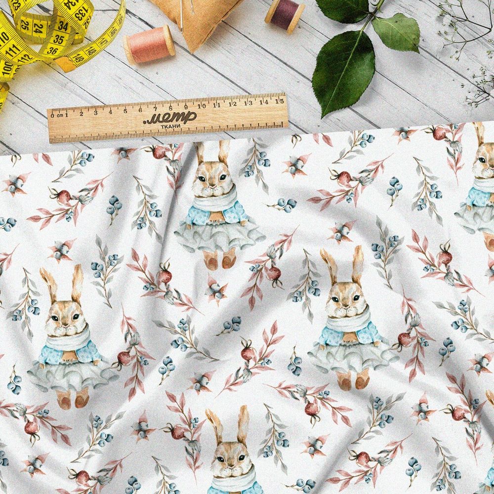 Ткань таффета девочка крольчонок