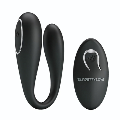 Черный вибратор для пар Algernon с пультом ДУ (Цвет: черный)