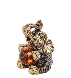 Народные промыслы AM-1384 Фигурка «Цирковой слон» (латунь, янтарь)