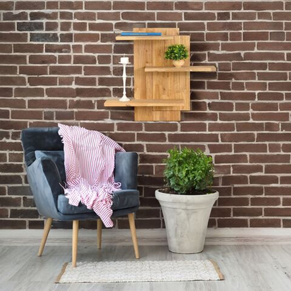 Настенная полка Флеверс 72х19х62 см из массива дуба, навесная панель-стеллаж из 3 полок