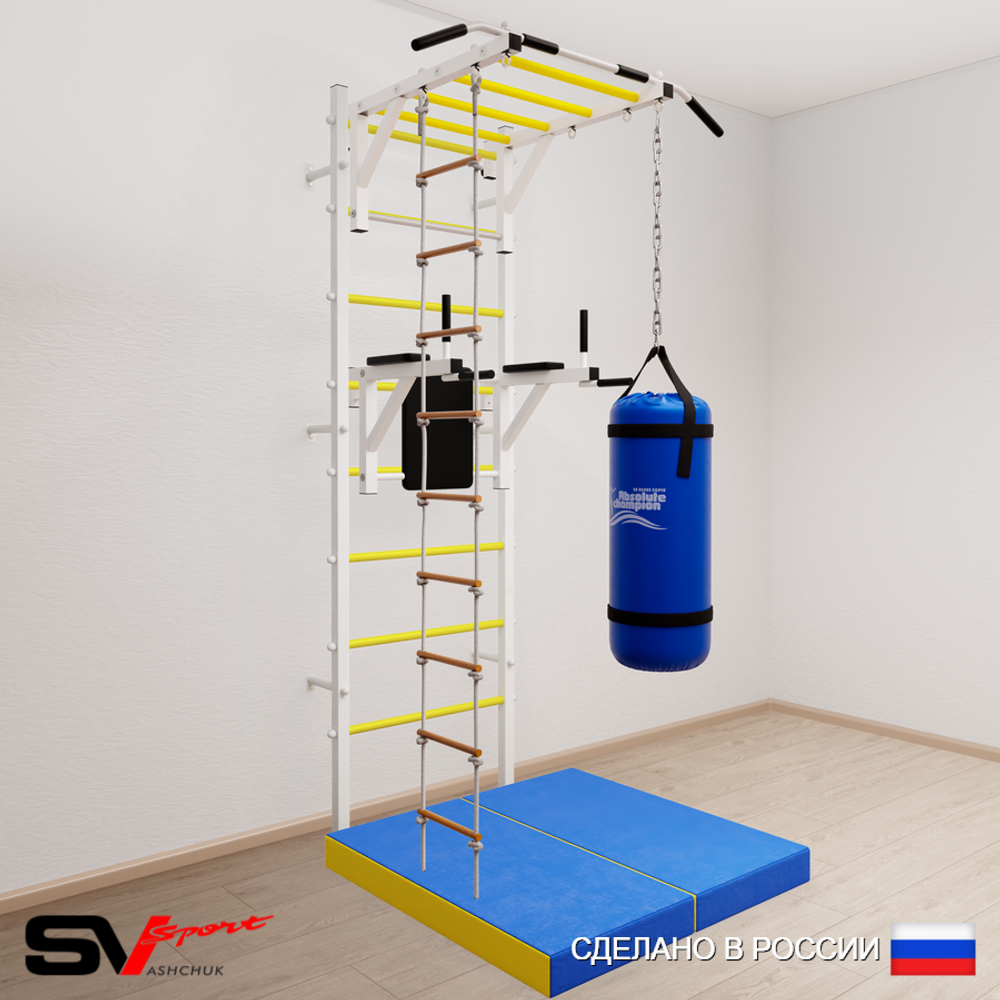 Шведская стенка Sv Sport 5427 (Турник рукоход/Брусья/Лестница/Цепь/Мешок 30кг/Мат 1м)