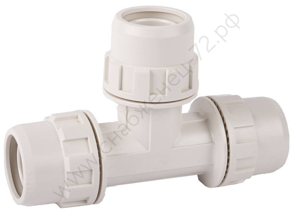 ЗУБР ШиреФит, штуцер с гайкой - штуцер с гайкой - штуцер с гайкой 26 мм, Соединительный тройник (51505-26)