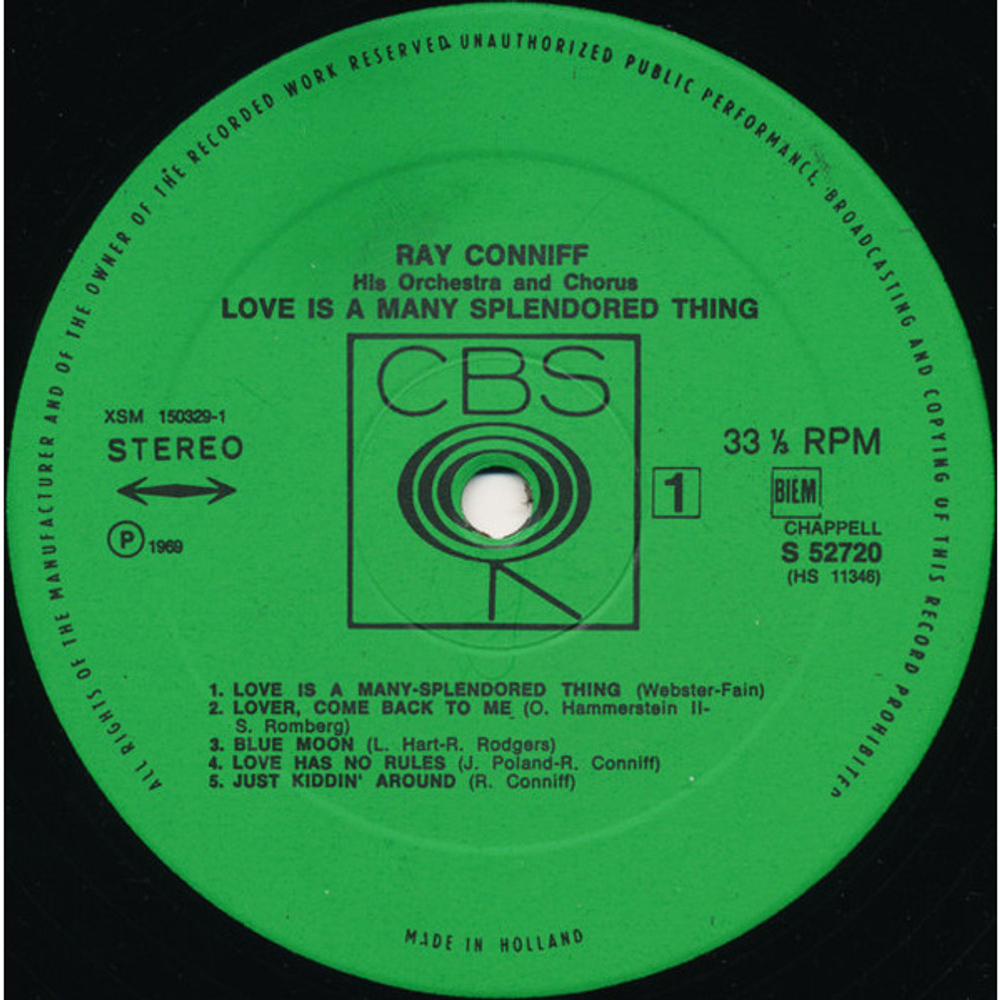 Ray Conniff And His Orchestra And Chorus / Love Is A Many-Splendored Thing (LP)