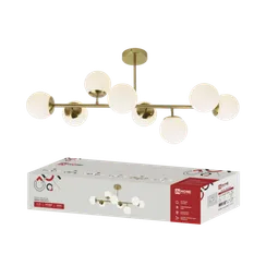 Люстра под лампу AURORA LUNA-8G9-LT 8xG9 матовые плафоны, латунный корпус IN HOME