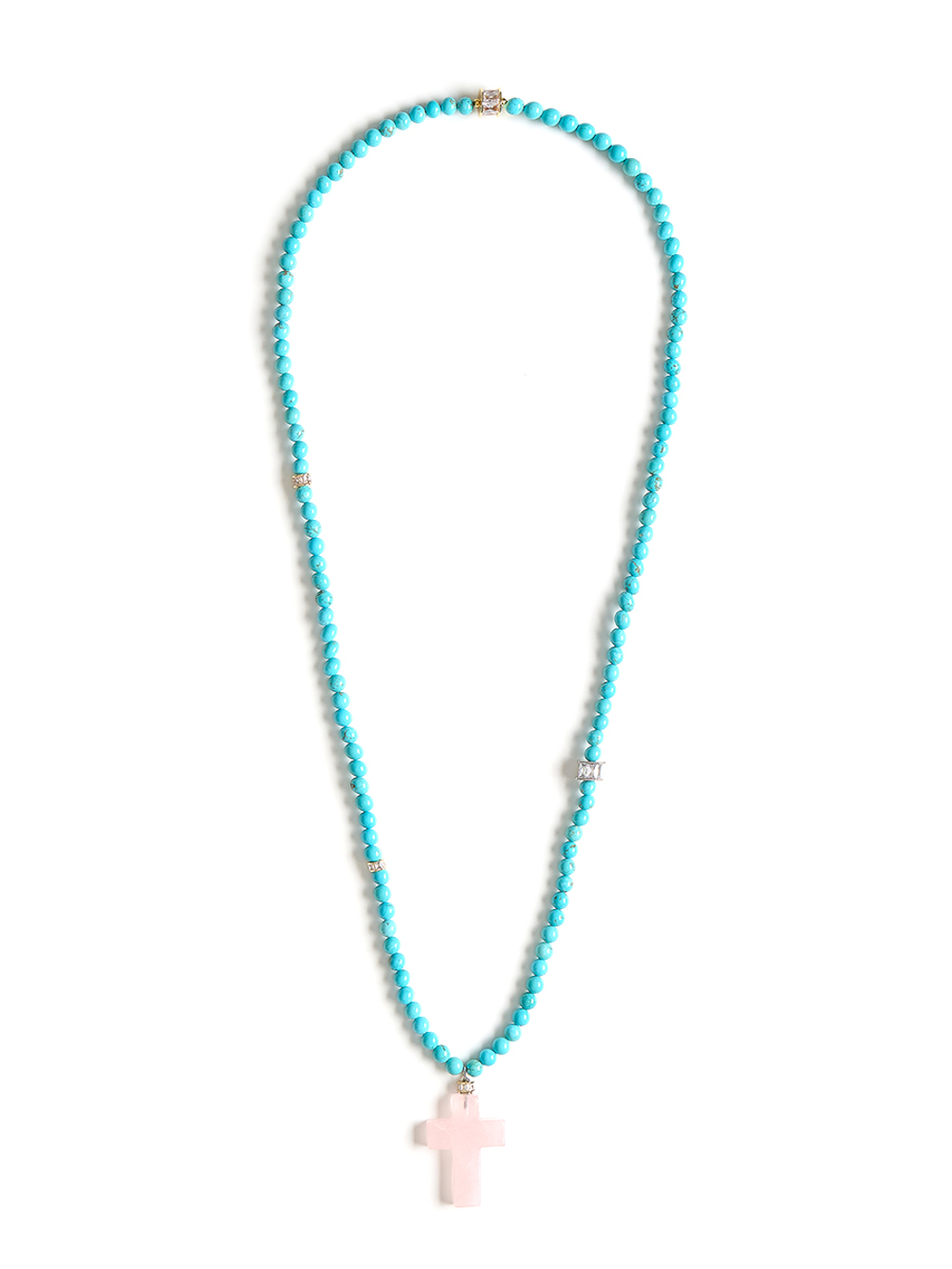 Колье Stone Cross из турквенита с розовым кварцем