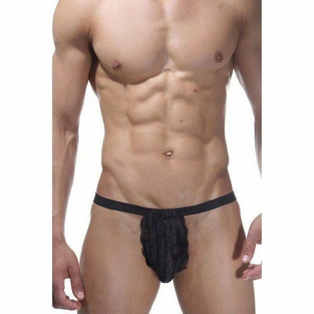 Мужские трусы стринги черные кружевные La Blinque LB15203