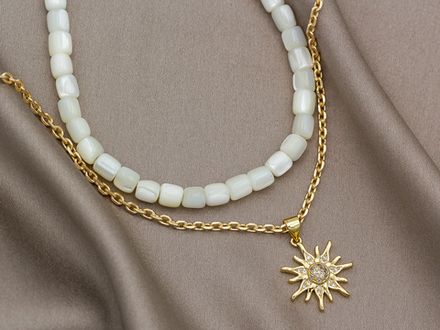 Нить бусин из натурального перламутра 6мм, бочонок