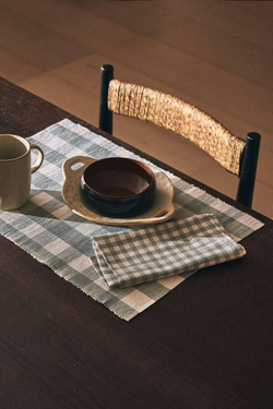 ZARA HOME САЛФЕТКА В КЛЕТКУ ИЗ КЛЕТЧАТОЙ ТКАНИ, ЗЕЛЕНЫЙ