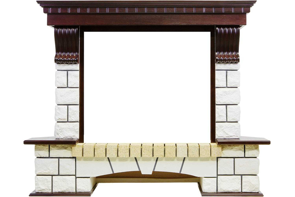 Каминокомплект Pierre Luxe угловой - Темный дуб / Белый с очагом Symphony 26'' DF2624L-INT