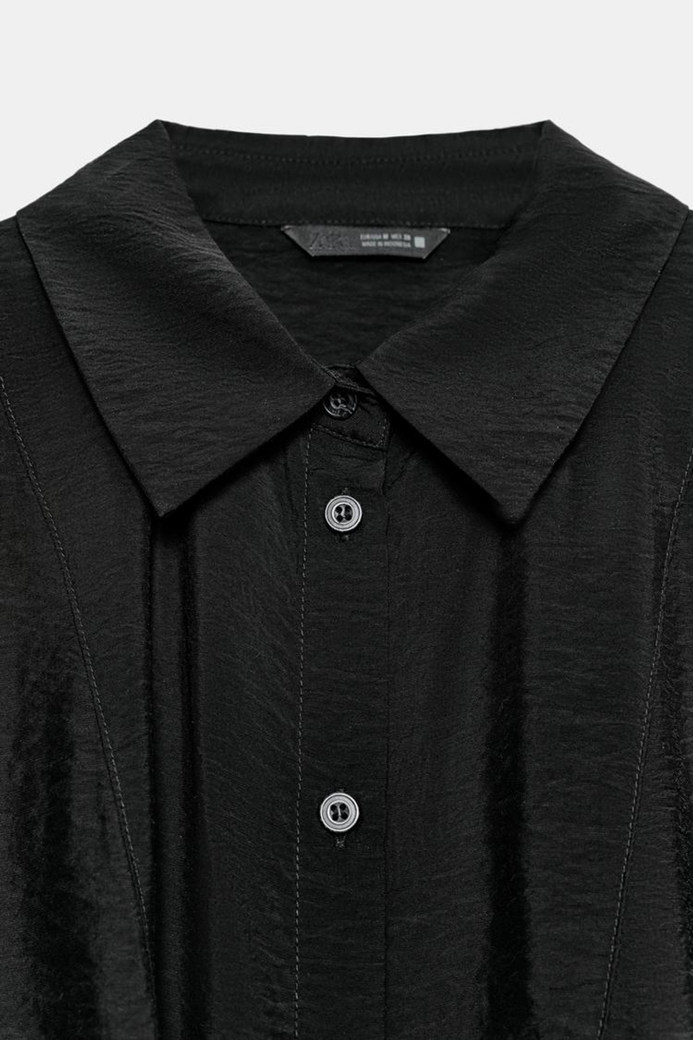 ZARA РУБАШКА С КОРОТКИМИ РУКАВАМИ И УЗЛОМ, ЧЕРНЫЙ