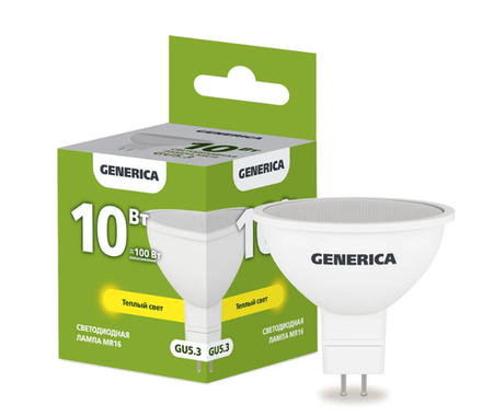 GENERICA IEK Лампа светодиод 10Вт GU5.3 3000К MR16