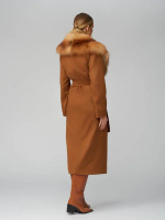 Женское шерстяное пальто с мехом лисы