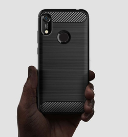 Чехол для Huawei Y6 2019 (Honor 8A Pro) цвет Black (черный), серия Carbon от Caseport