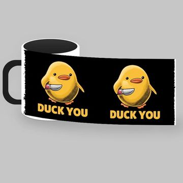 Кружка керамическая объем 330мл, Мемы и оффтопы "Duck You" (черная)