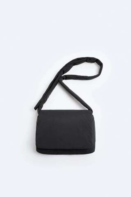 ZARA СУМКА ИЗ НЕЙЛОНА С КЛАПАНОМ, ЧЕРНЫЙ