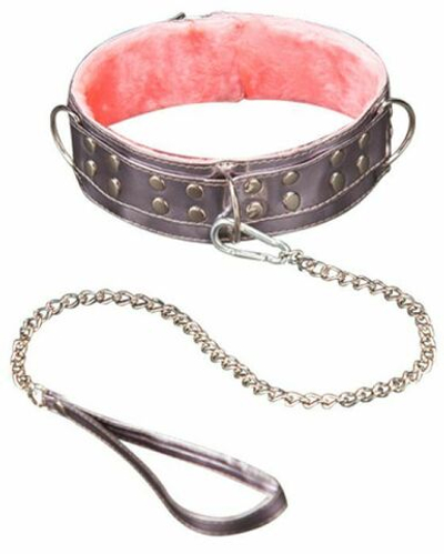 Бронзовый ошейник с металлической цепочкой-поводком (Цвет: бронзовый)