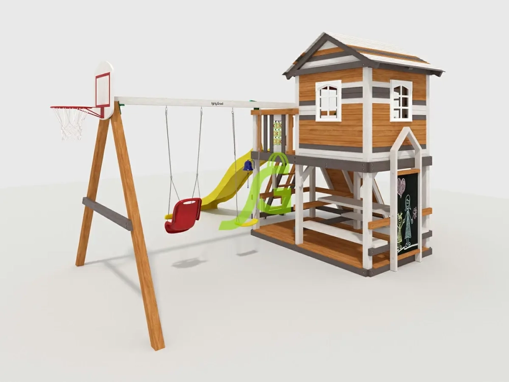 Детская деревянная площадка Домик 2 мод.1