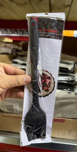 Кисточка силиконовая для кухни черная с белыми точками маленькая SHESHIFU