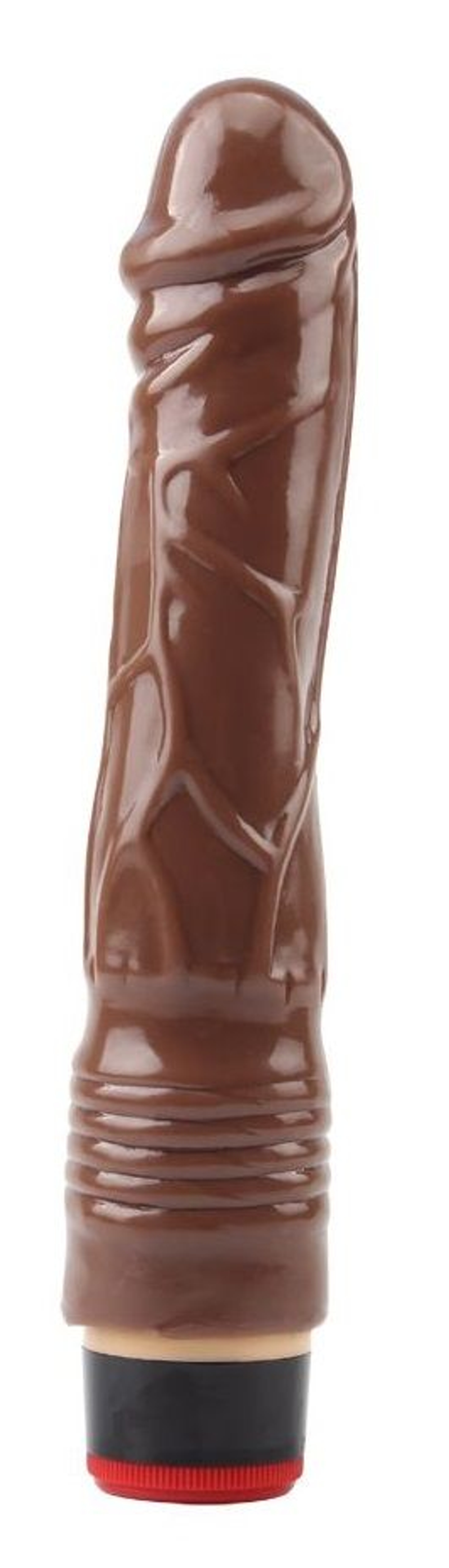 Коричневый вибратор-реалистик 9” Vibe Cock - 22,5 см. (Цвет: коричневый)