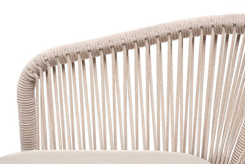 "Малага" обеденная группа на 6 персон со стульями "Марсель", каркас белый, роуп бежевый