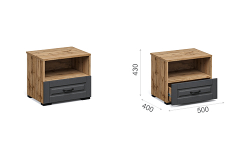 Спальня Лацио Сканди Тумба прикроватная Вотан/Сканди графит