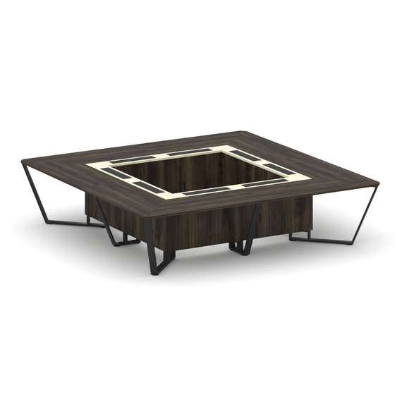 Steel Meet Стол переговорный квадратный KM-PR.B.SP-16K Дуб Мали/Ваниль Глянец/Металл Черный 3200*320