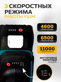 Болгарка аккумуляторная, УШМ 125 мм, полный