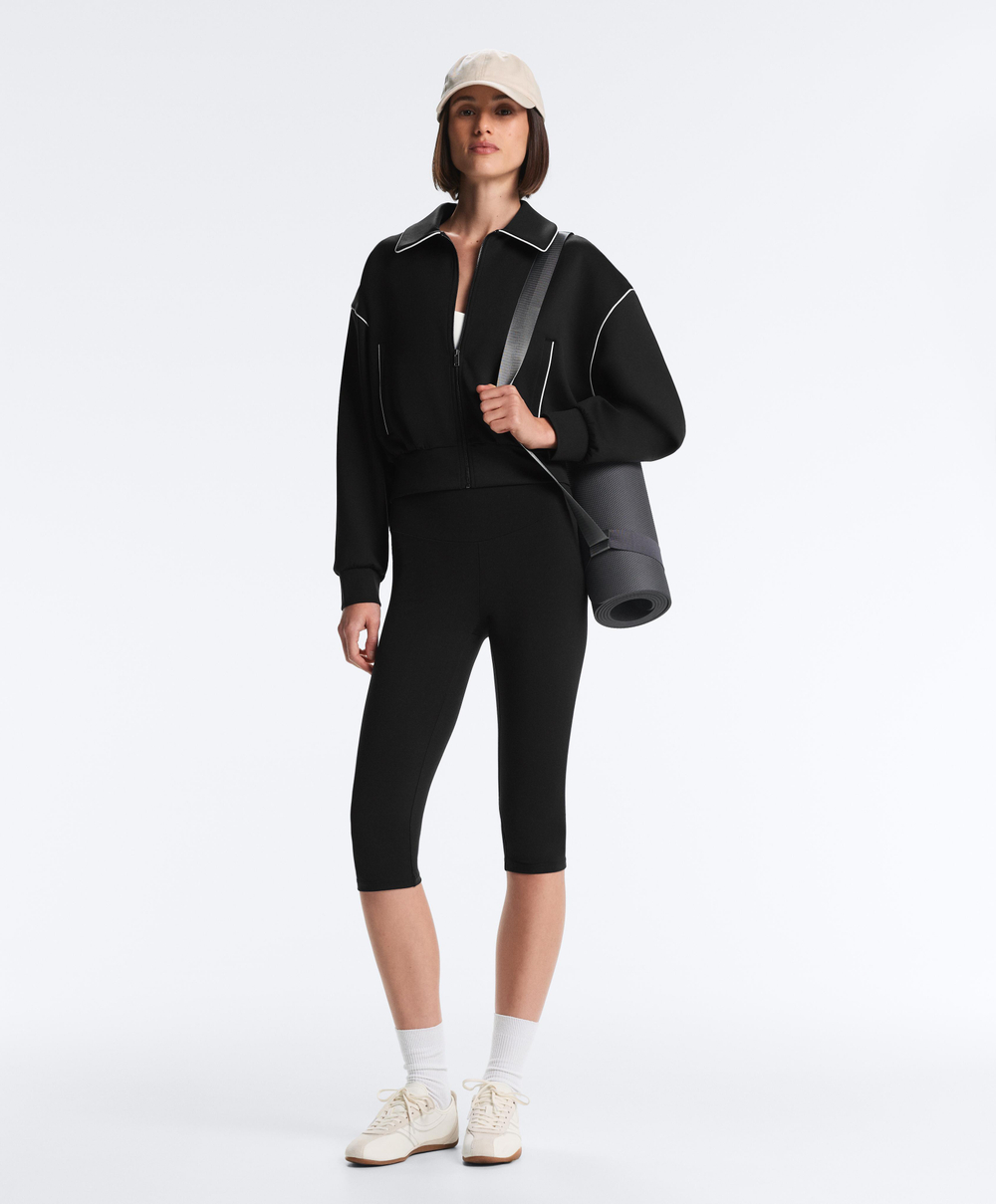 Oysho Куртка с эффектом неопрена без капюшона, черный