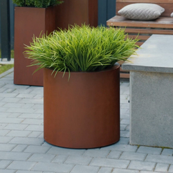 Кашпо TREEZ Effectory - Corten Steel - Цилиндр - Кортеновская сталь-Бархатистая окись
