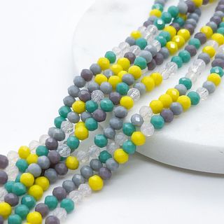 Бусины стекло, цвет микс, размер около 3*4 мм, цена за нить 38 см