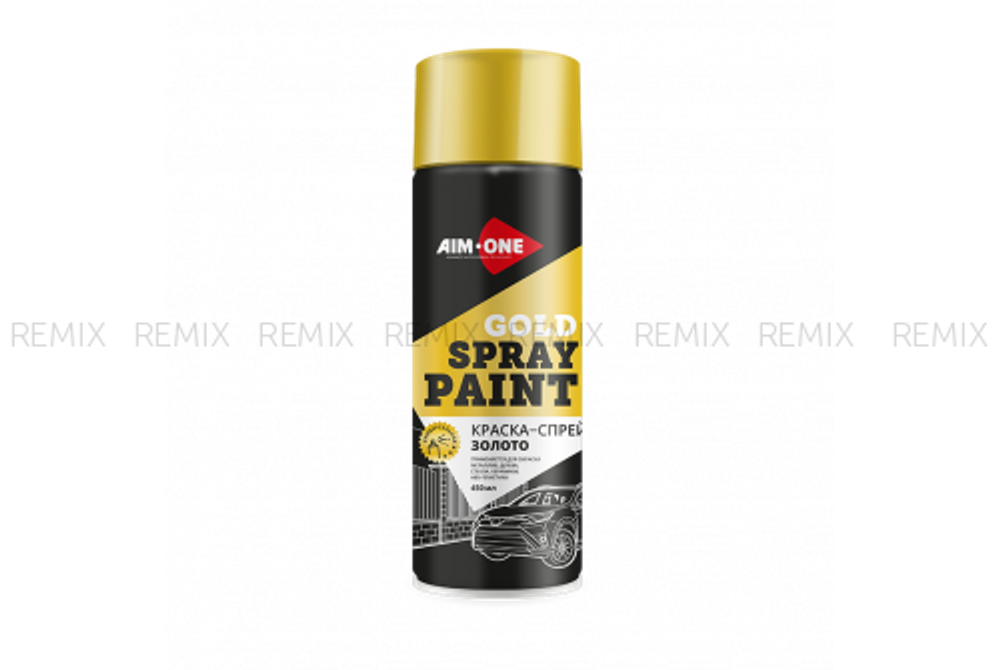 Краска-спрей золото  AIM-ONE 450 мл (аэрозоль).Spray paint gold  450ML SPBG-450