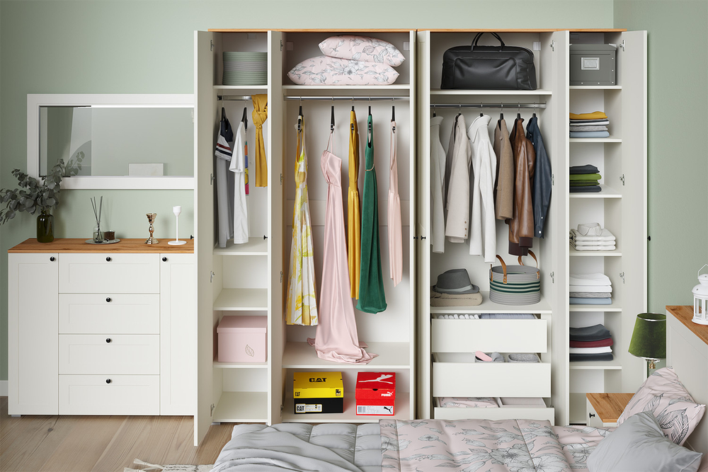 Шкаф для одежды Остин 13.336.02, Белый шагрень, Дуб золотой