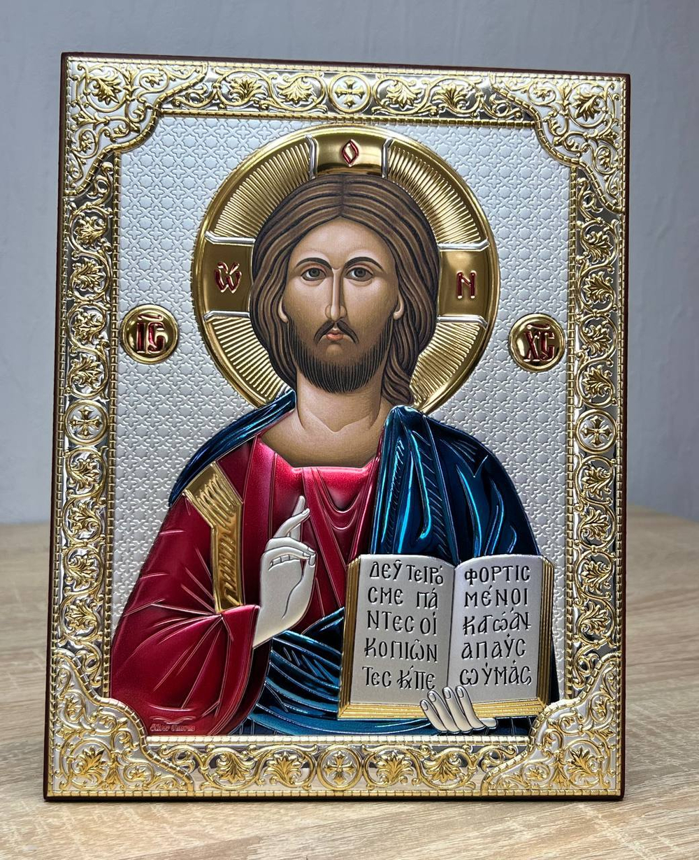 Спаситель, икона прямоугольная без рамки, красное дерево, эмаль 120х160