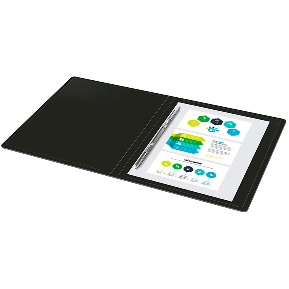 Папка-скоросшиватель с пружинным механизмом Бюрократ, А4, 500 мкм, торц. наклейка, черная