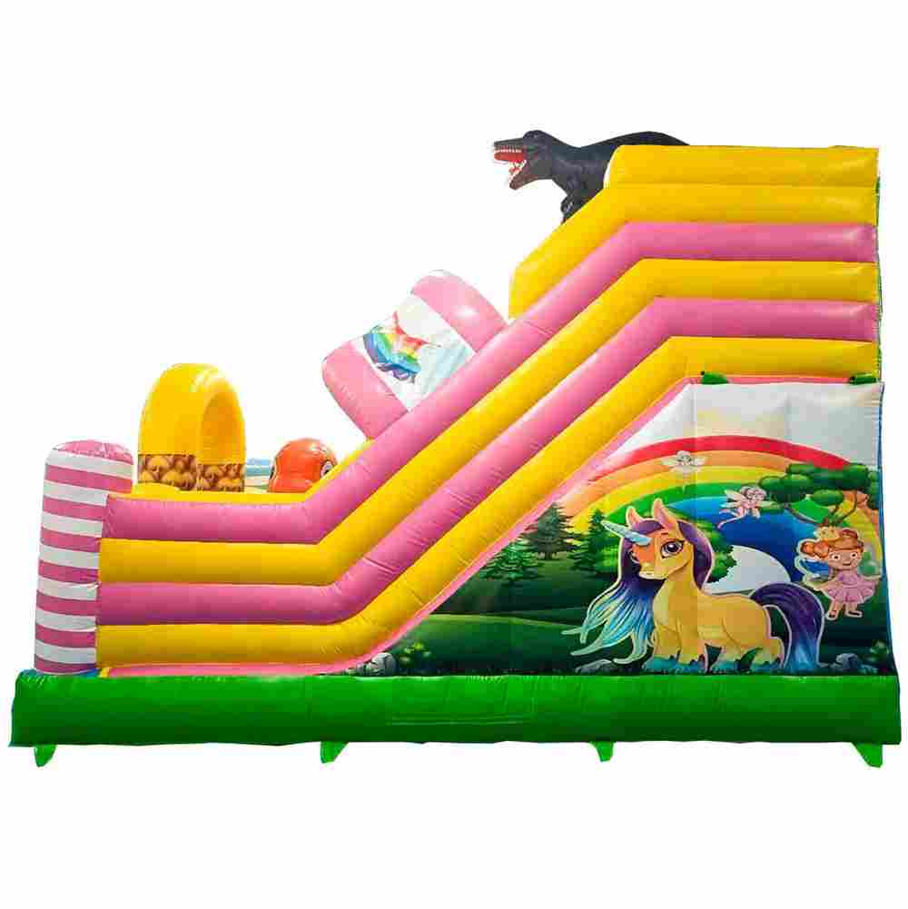 Детский надувной батут-горка «Динолэнд» с прямым скатом 6*5*6 м