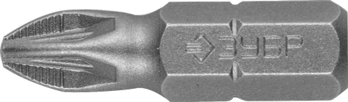 Биты ЗУБР ″Мастер″ кованые, хромомолибденовая сталь, тип хвостовика C 1/4″, PZ2, 25мм, 2шт