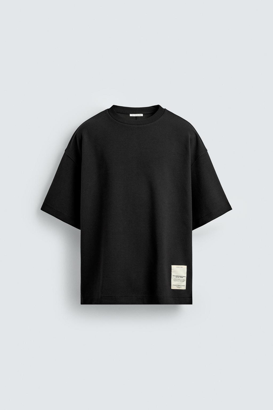 ZARA ТОЛСТОВКА INTERLOCK С НАШИВКОЙ, ЧЕРНЫЙ