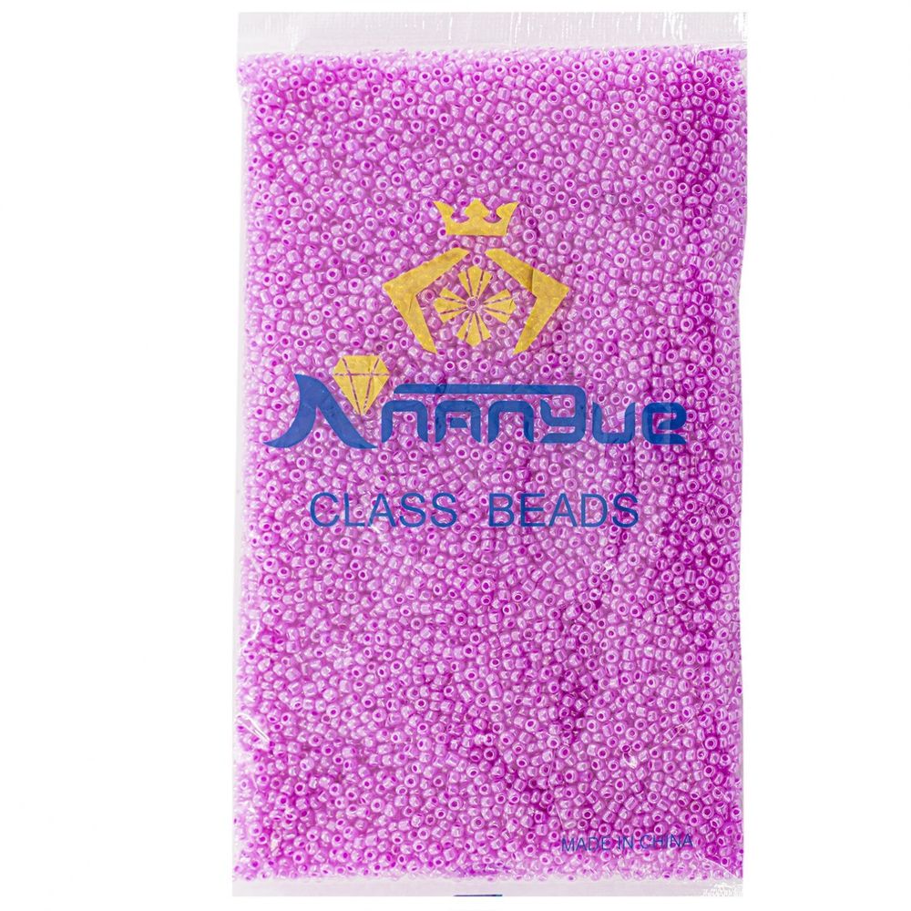 Бисер Alingar размер №8 вес 450 гр., розовый перламутровый, внутри фуксия, непрозрачный, пакет