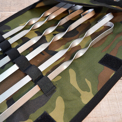 Набор шампуров 500*10*1,5мм 6шт плоских в рулоне на липучке, цвет камуфляж