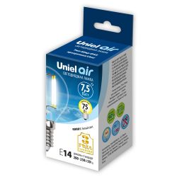LED-G45-7.5W-NW-E14-CL GLA01TR Лампа светодиодная. Форма шар. прозрачная. Серия Air. Белый свет 4000K. Картон. ТМ Uniel