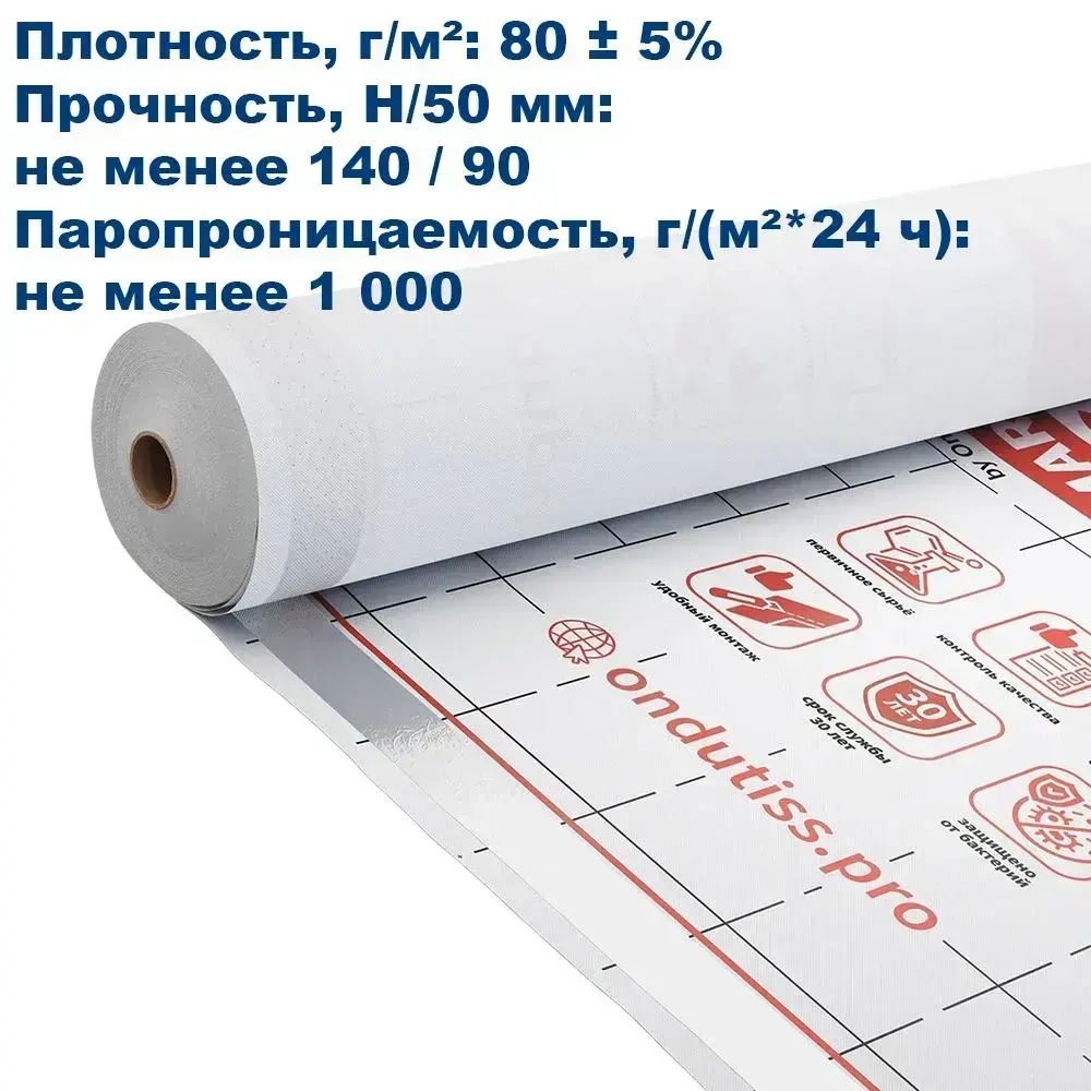 Ветрозащитная пленка ONDUTISS SMART А, 70 м2 / Ветрозащита Ондутис Смарт А