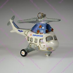 Фарфоровая елочная игрушка Вертолет